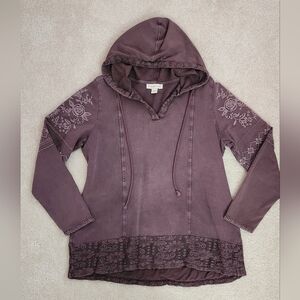 Coldwater creek hooded french terry embroidered tunic. Size M